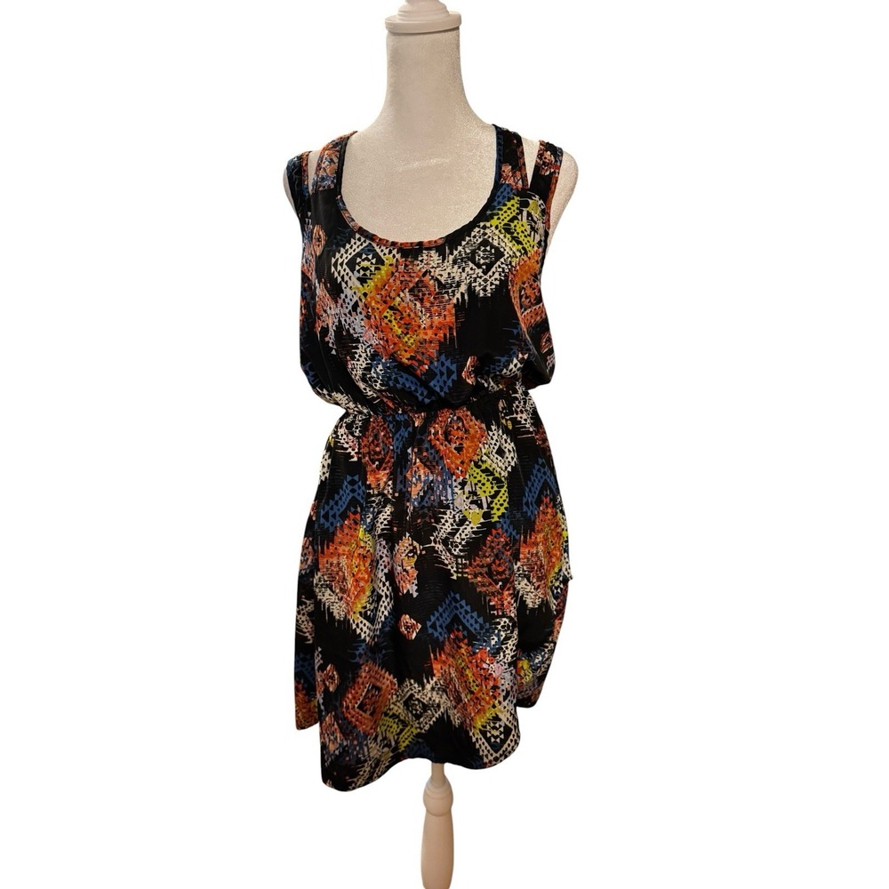 Love on a Hanger Womens M Abstract Tribal Print Dress Strappy Back Boho